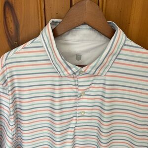Hickey Freeman Pastel Striped Golf Polo Shirt